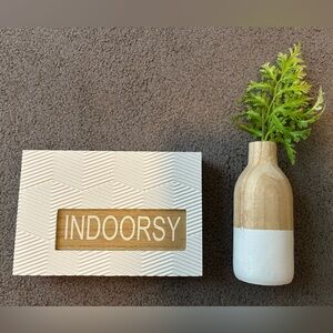 Wooden decor (NWOT: sign, vase & "plant")